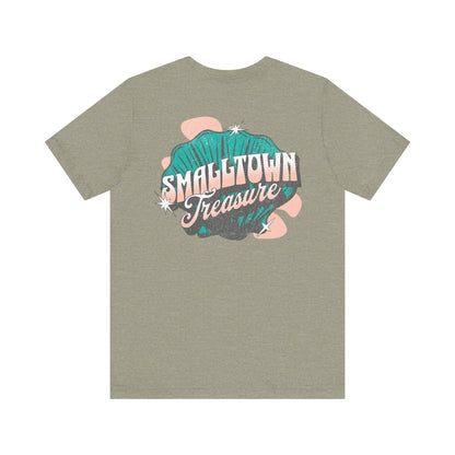 Smalltown Treasure Unisex Jersey Tee - Casual Retro Style- Seashell Beach Design