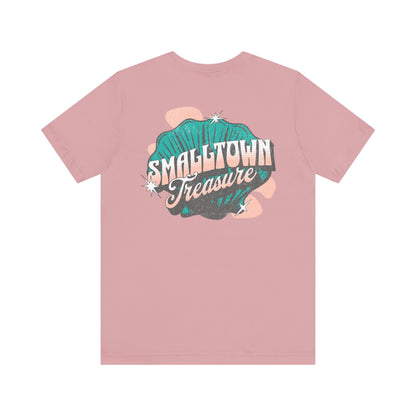 Smalltown Treasure Unisex Jersey Tee - Casual Retro Style- Seashell Beach Design